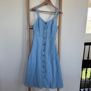 T.J.Maxx Chambray Blue Button-Front Midi Dress